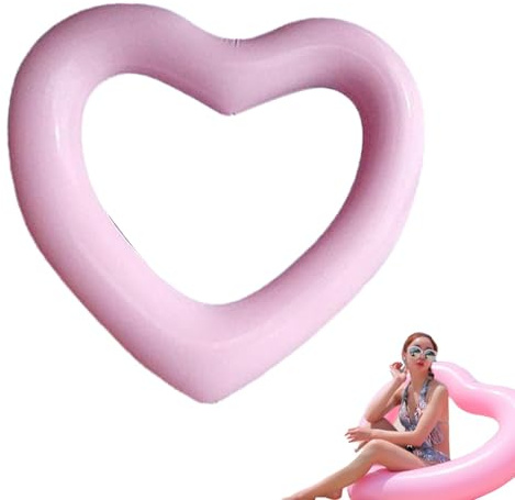 Heart Pool Float, Swim Heart Shaped Pool Rings, Inflatable Tubes, Summer Swimming Ring, Water Fun Beach Party for Adults Kids