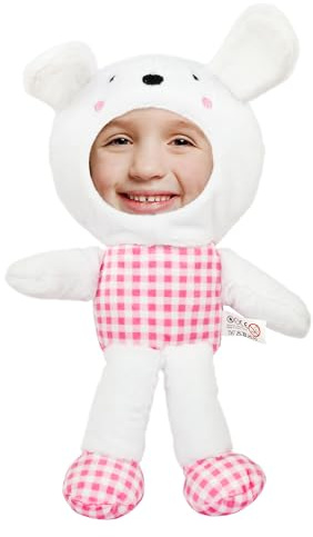 Striefchen® Hase mit Foto Gesicht – Personalisiertes Geschenk für Familie & Freunde – Lustiges Fotogeschenk für Jungen, Mädchen, Mama, Papa, Oma, Opa (Rosa)