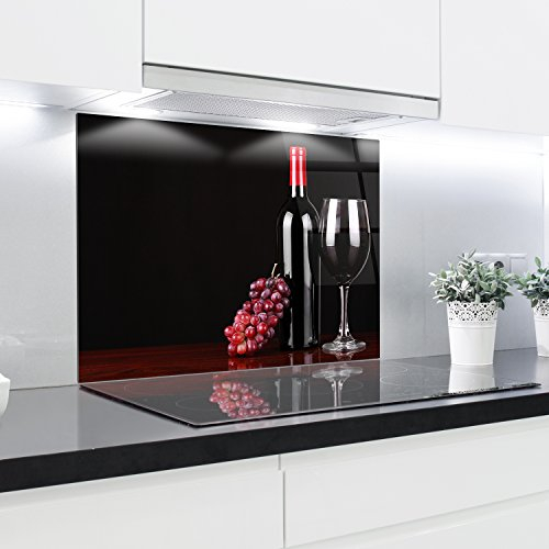 Splashback Tempered Glass Heat Resistant Toughened Decorative – 90 x 65 cm – 4 mm Thick – Perfect behind Gas, Ceramic and Induction Cookers – Easy to Clean and Hang