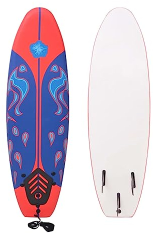 vidaXL Surfboard mit Traktionspad Stand Up Paddle Surfbrett Wellenreiter SUP Board Paddelboard Paddling Surf-Board Blau Rot 170cm 90kg