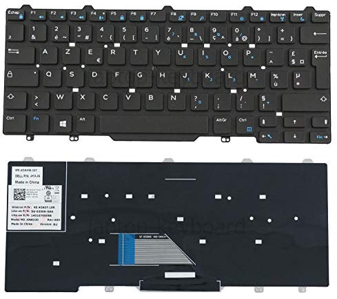 Touchespourclaviers_fr Clavier AZERTY Français Clavier Dell Latitude 3340 7350 E5450 E7450 + Ensemble d'outils de Service USB Noir 105 touches Scissor-switch Ambidextre Backlit