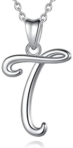 EUDORA Harmony Ball Kette mit Buchstaben T für Damen Sterling Silber 925, Halskette mit Anfang Buchstaben T Kette mit Namen Alphabet Initialen Anhänger Schmuck Geschenk für Frauen Mama Freundin, 45CM