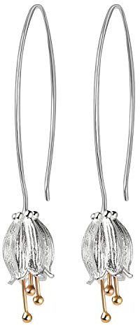 ✦ Weihnachtsgeschenke ✦Springlight S925 Sterling Silber Damen Ohrringe Bluebell Blume Ohrringe Silber 925 Hängend Handmade Schmuck Damen Geschenke für Frauen.