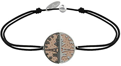 LES POULETTES BIJOUX - Armband Link 925 Silber Rosa Vergoldet Ruthenium Medaille Paris - Schwarz