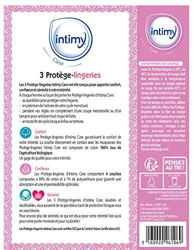 INTIMY CARE - 3 Protège-Lingerie Lavables et Réutilisables - Protection menstruelle économique - Confort Quotidien - Filet de Lavage Inclus