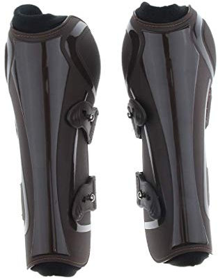 Backbayia Protective Horse Leg Warmers / Cover for Horse Front and Back Riding Boots (Brown Front)