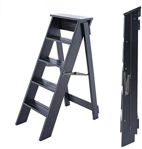 GYX-Tabourets Echelle à 5 marches Bois Ascension des échelles Pliant Escabeau, Taille Unique