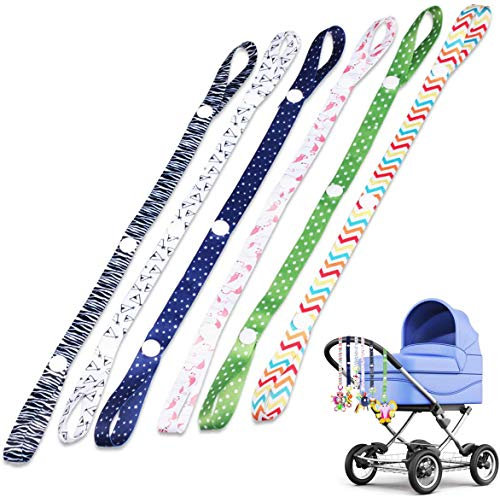Baby-Spielzeug-Gurtleine 6er Pack, verstellbarer Kinderwagen Schnullergurt zum Aufhängen von Spielzeug-Leine Anti-Drop-Gurt (6 Muster)
