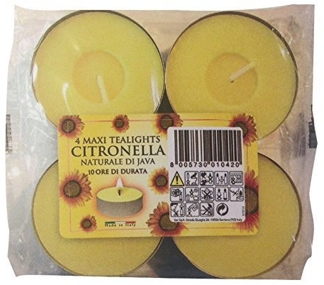 Maxi-Teelichter, Citronella, 10 Stunden, 4 Stück
