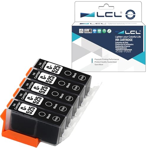 LCL Kompatibel Tintenpatrone PGI-525 PGI-525PGBK (5 PGBK) Ersatz für Canon PIXMA IP4850 IP4950 IX6550 MG5150 MG5220 MG5250 MG5350 MG6150 MG6250 MG8150 MG8200 MG8250 MX715 MX895 MX885 iP4800 iP4900