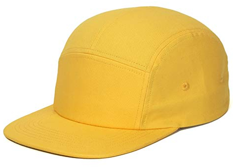 DongKing 5 Panels Baseball Cap Classic Flat Bill Hat Cotton Short Flat Brim Caps, gold, 7/7 3/8