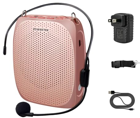 ZOWEETEK Sprachverstärker-Mikrofon-Headset, tragbarer Sprachverstärker, 12 Stunden, PA-Systeme, persönlicher Sprachverstärker für Lehrer, Klassenzimmer, Training, Meetings, Tourguide, unterstützt