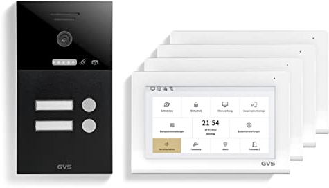 GVS - IP Video Türsprechanlage 2-Familienhaus mit Türöffner, HD Kamera, 4x7 Zoll Monitor & App - Smarte Video Türklingel mit Kamera & Gegensprechanlage (AVS1354U)