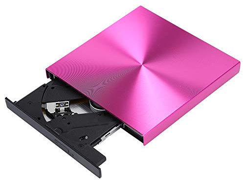 Unità DVD esterna per PC, masterizzatore CD DVD USB 3.0, lettore di masterizzatori portatile Driver di registrazione Trasferimento dati ad alta velocità per laptop desktop Plug and Play(Rose Red)