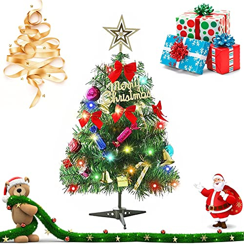 50cm Mini Weihnachtsbaum,Weihnachtsbaum klein beleuchtet,Künstliche kleine tannenbäume,Mini Weihnachts Baum mit LED Lichterketten,Christbaum,Weihnachtsbaum künstlich klein,Weihnachts Baum klein
