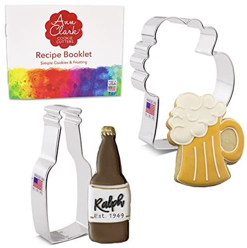 Cocktail-Ausstechformen, 2-teiliges Set, hergestellt von Ann Clark USA, Bier-/Limonadenflasche, Bierkrug/Krug