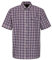 WALKER AND HAWKES - Men's Checkered Blue and Red 100% Cotton Short Sleeve Canterbury Country Shirt with Pocket Classic-Fit - Wine - X-Large (44'')
