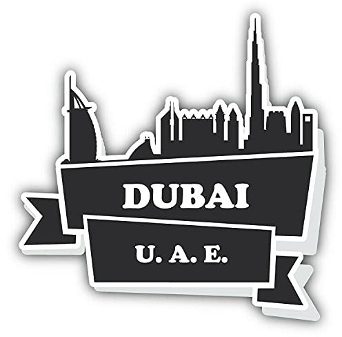 20cm! Hochwertiger Kühlschrank-Auto-Aufkleber Sticker Cartoon Comic Dubai Stadt Silhouette Reise UV&Waschanlagenfest Decal