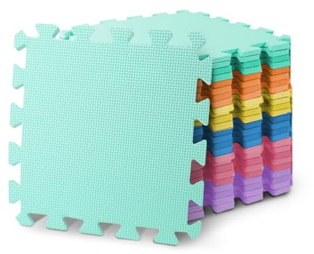 kidoola Foam Baby Play Mat (29x29cm) – Thick & Soft EVA Foam Interlocking Floor Tile Matting for Children – Large Multi Colour, Safe & Comfortable 7mm Thick Play Flooring (27pc)