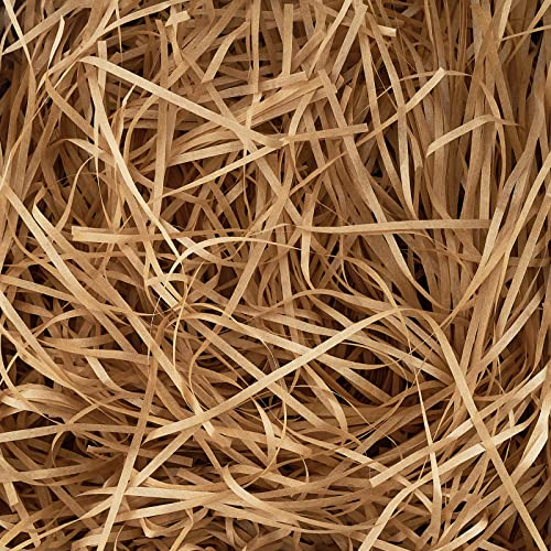 500g Brown Shredded Tissue Paper for Gift Boxes, Dust-free Brown Shredded Paper for Hampers, Soft to the Touch, Ideal Hamper Filling & Gift Packaging Filler