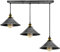 LEDSone Vintage Metal 3 Head Light Industrial Pendant Lamp, Brushed Silver Metal Light Cone Shade, Hanging Ceiling Light E27 Holder Fitting with 50cm Ceiling Plate