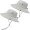 2 Stück Boonie Sonnenhut Herren Bucket Hat UV-Schutz Faltbar Wasserdicht Outdoor Sonnenschutz Hut Fischerhut Sommer Gartenhut Wanderhut Anglerhut Buschhut Unisex (Hellgrau & Hellgrau, 2 Stück)