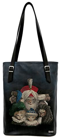 DOGO Vegane Damen Schultertaschen Umhängetaschen Tall Bag - Royal Cats