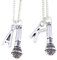 Microphone Necklace - Set of 2 - BFF best friends- silver plated or sterling silver - custom Music Jewellery instrument pianist teacher musical lover singer gift for musician