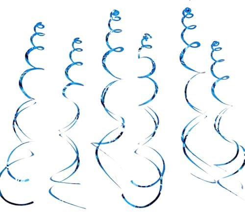 6 Pack of 70-80cm Hanging Swirls/Streamers for Party Decorations [Light Blue]