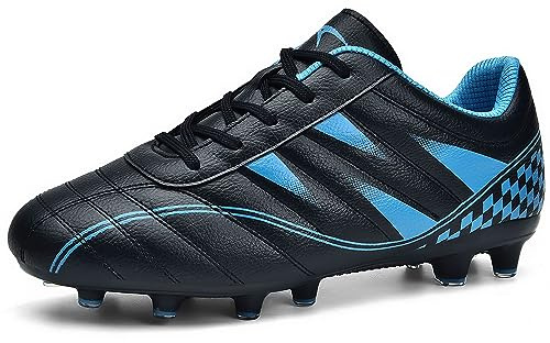 ASHION Jungen Fußballschuh Kinder Fussballschuhe Footballschuhe Professionelle Trainingsschuhe,C Schwarz Blau,38 EU