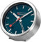 Mondaine Mini Wanduhr und Wecker mit Gehäuse aus Aluminium in Silber, Zifferblattfarbe: Tiefseeblau, Durchmesser: 12.5 cm, A997MCAL46SBV