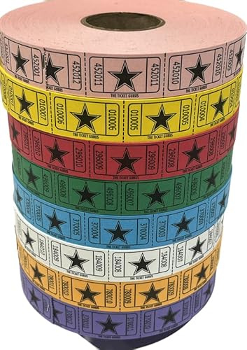 The Ticket Gurus - (8) rouleaux étoile simple - 2000 tickets par rouleau - 8 couleurs différentes expédiées.