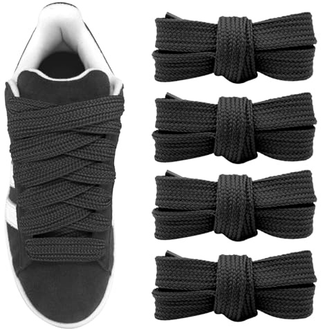UamGlsob 2 par 20 mm tjocka tjocka träningssnören för Adidas campusskor, 2 par svart, 54/140cm