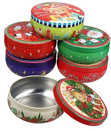 FUNOMOCYA Ornamente 6-Teilige Schachteln Weihnachts-Süßigkeitenbox Aufbewahrungsbox Mit Deckel Lebkuchenhaus-Set Keksbehälter Metalldosen Weihnachts-Süßigkeitsdosen Keksbehälter Mit Deckel