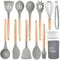 UXIYI Silicone Kitchen Utensils Set, 13Pcs Cooking Utensils Set, Silicone Utensils Set, Kitchen Accessories for Nonstick Utensil Set, Kitchen Tools & Gadgets,Light Grey