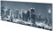 Wallario Wandgarderobe aus Glas in Größe 80 x 30 cm mit Memoboard-Funktion, Motiv: New York Skyline - Schwarz Weiß Blau | 5 Kleiderhaken zum Aufhängen von Jacken