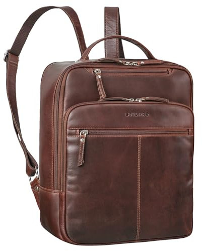 STILORD 'Nikita' Laptoprucksack 13,3 Zoll Leder Groß Damen Herren Lederrucksack Vintage Rucksack Business Handgepäck Reiserucksack Travel Backpack, Farbe:bourbon - braun