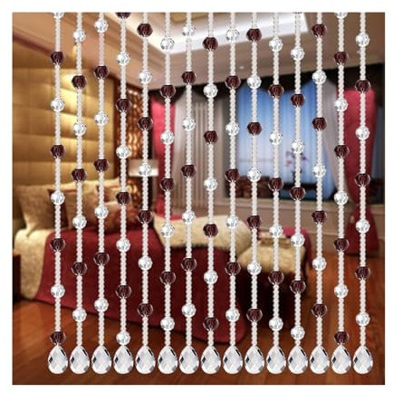 MKLHAVB Door Curtain 100cm Window Curtain Crystal Glass Beaded String Partition Door Curtain Beads Room Divider Fringe Window Panel Drapes Beaded Door Curtain(D)