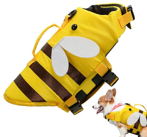 Veeteah Hundeschwimmweste, Schwimmweste für Hunde - wasserdichte -Wasserweste für Hunde mit Griff,Modischer, Verstellbarer Hunde-Badeanzug, Haustier-Rettungsring für Pool, Bootfahren