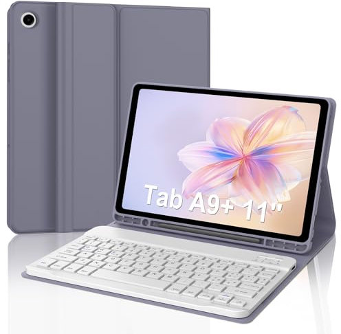 Tastiera Custodia per Samsung Tab A9+ - Tastiera per Samsung Tab A9 Plus 11 2023 (SM-X210/X216/X218), Italiano QWERTY, Supporto Regolabile e Tastiera Staccabile Senza Fili per, Viola