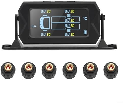 Sileduove Wireless Solar TPMS LCD Car Tyre Pressure Monitoring System 6 External Sensors with LCD Display 0-116 Psis Sensor (8bar)