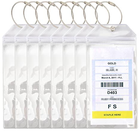 Temlum 4er-Set Gepäckanhänger für Kreuzfahrten, Wasserfeste Kofferanhänger Kreuzfahrt Gepäckanhänger Kofferanhänger mit Klipp-Verschluss und verschraubbaren Metallband