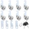 YOUNTHYE 8Pcs Cabinet Locks with Keys, 16mm Cabinet Cam Lock Keys Different Mailbox Locks with 40 Locking Plates, Security Drawer Locks for Cupboard, Cabinet, Furniture Door