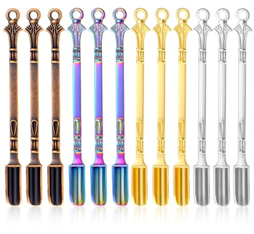 Wanmu 12 Stück Mini Löffel Set kleiner Schaufel-Medizinlöffel aus Metall winzige Löffel für Pulver und Gewürze für Gewürze Salze Sand Gewürzschaufel
