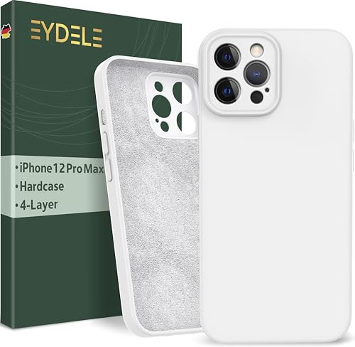 EYDELE 4-Lagige Hülle für iPhone 12 Pro Max - Gummierte Handyhülle mit Soft Inlay | Hardcase Cover | Silicone Coating - Schutzhülle in Schneeweiß