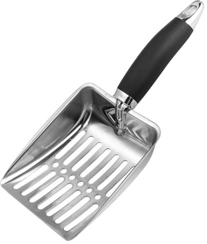zuousxbs Recogedor de Arena para Gatos con Pala Cucharas de Metal Caca Hueca Tamiz Mango de Metal