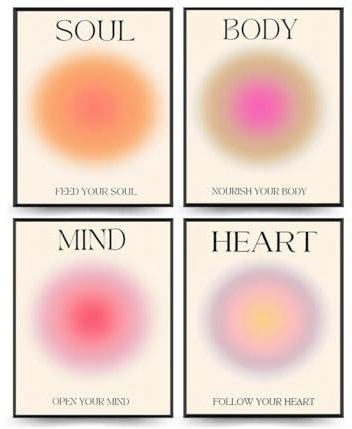 Linilioart Aura-Engel-Poster für Schlafzimmer, ästhetische, motivierende Wanddekoration, Aura-Poster für Zimmer, ästhetisch, ungerahmt (40 x 60 cm), 4 Stück