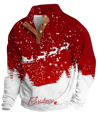 Christmas Black Friday Deals Deal Weihnachtspullover Herren Lustig Weihnachtspulli Pullover Ugly Christmas Umlegekrage Sweater Weihnachten Grafik Drucke Sweatshirt Lässig Baqueme Winterpullover