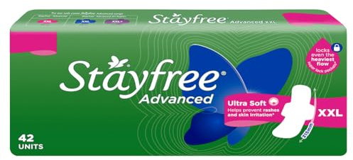 Stayfree Advanced XXL Ultra Soft Sanitary Pads | 42 Soft Cotton Pads for All Day Comfort | Blocks Strong Blood Flow | Prevents Rashes | Odour Control