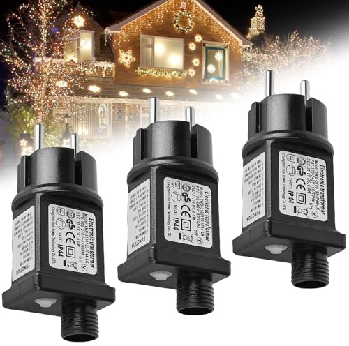 3 Stück 31V 6W LED Timer Netzteil: Lichterkette Netzteil Adapter 8 Modi mit Speicherfunktion, LED Niederspannungs Transformator, IP44 Adapter Trafo für Weihnachtsbeleuchtung und Lichterkette